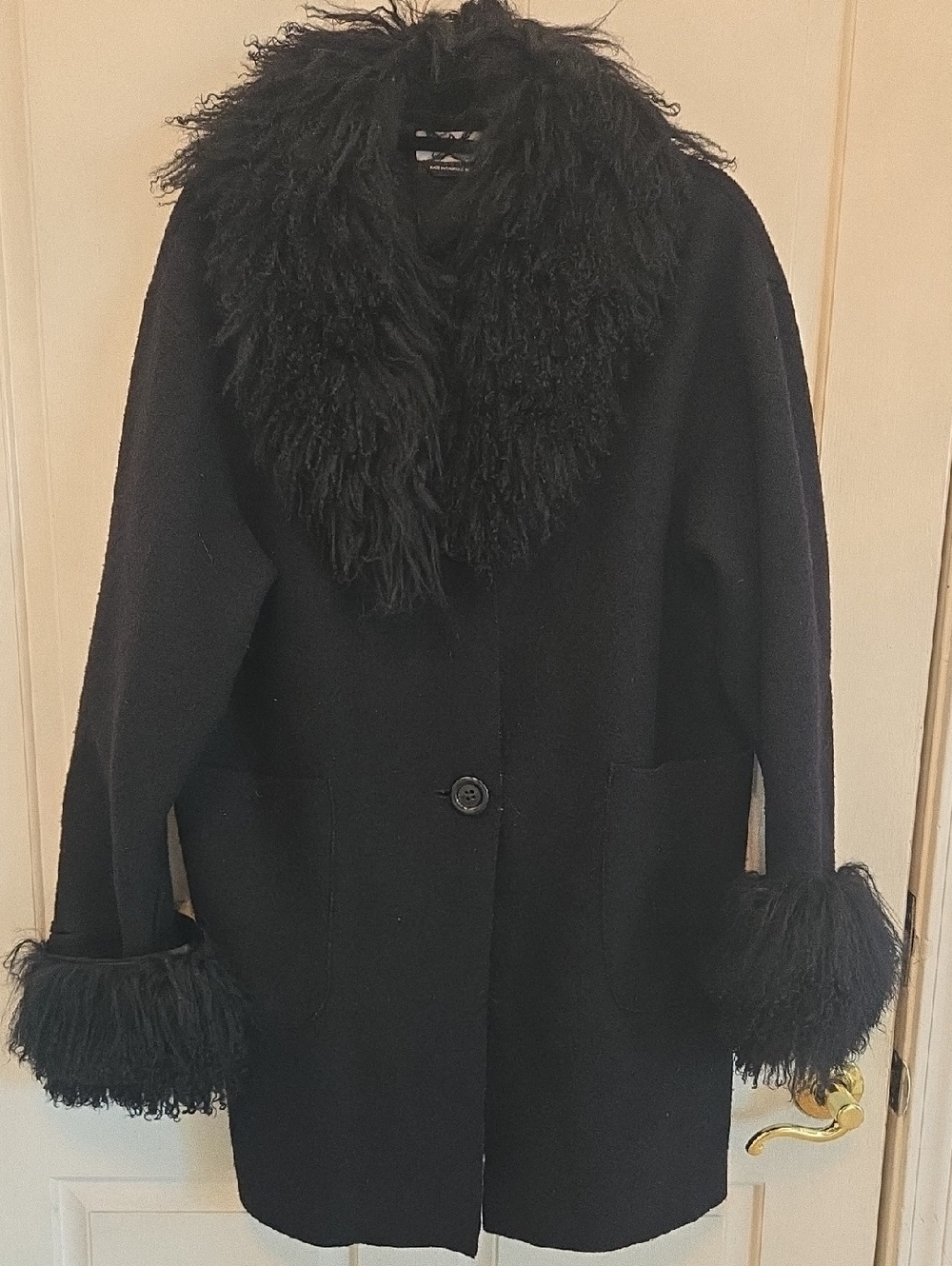 Jane Adams Boiled WOOL  Coat - Women black Size 8 By M.T.T.